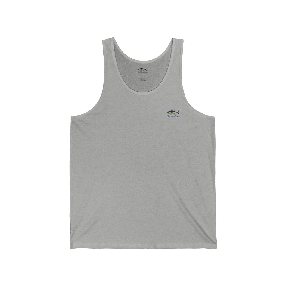 Hooked on Freedom Unisex Jersey Tank - Casual Summer Wear for Fishing Enthusiasts - Get Tight Gear