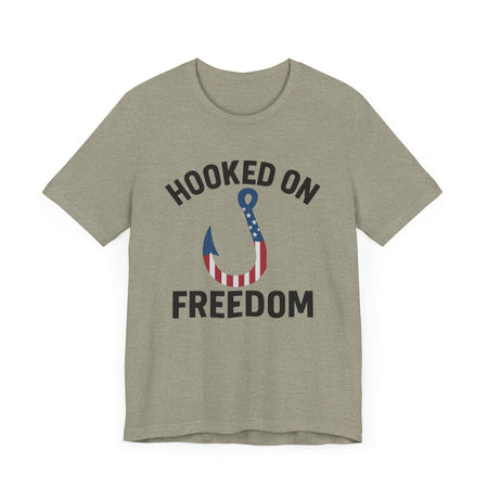 Hooked on Freedom Unisex Tee - Patriotic Short Sleeve T-Shirt - Get Tight Gear
