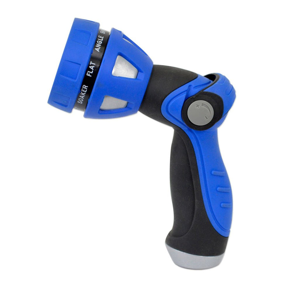 HoseCoil Thumb Lever Nozzle w/Metal Body & Nine Pattern Adjustable Spray Head - Get Tight Gear