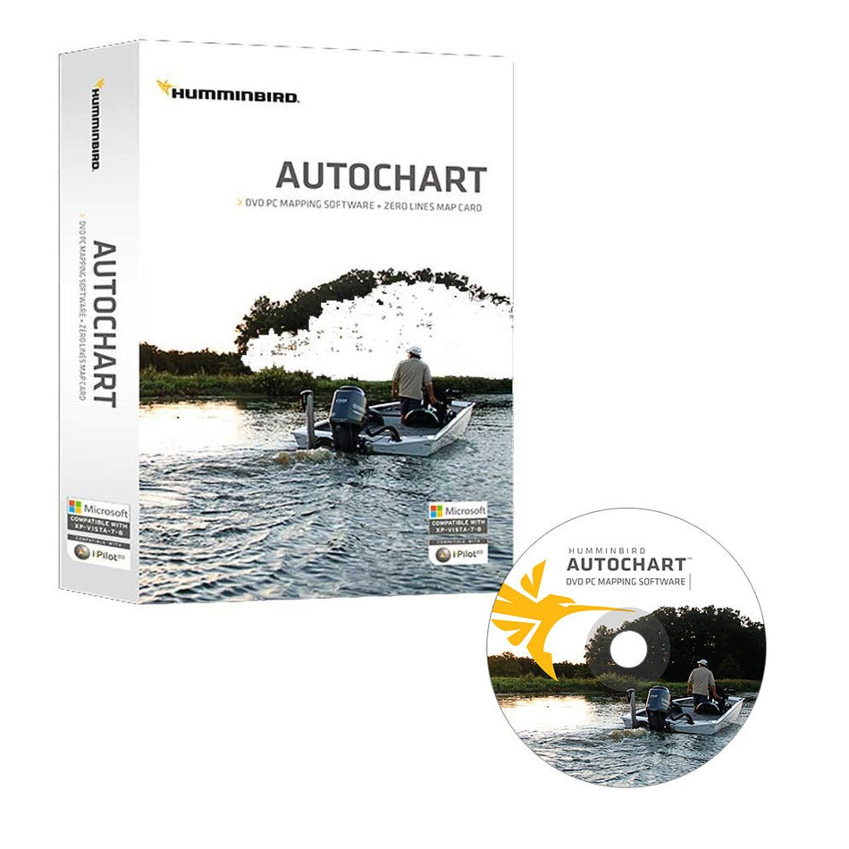 Humminbird Autochart DVD PC Mapping Software w/Zero Lines Map Card - Get Tight Gear