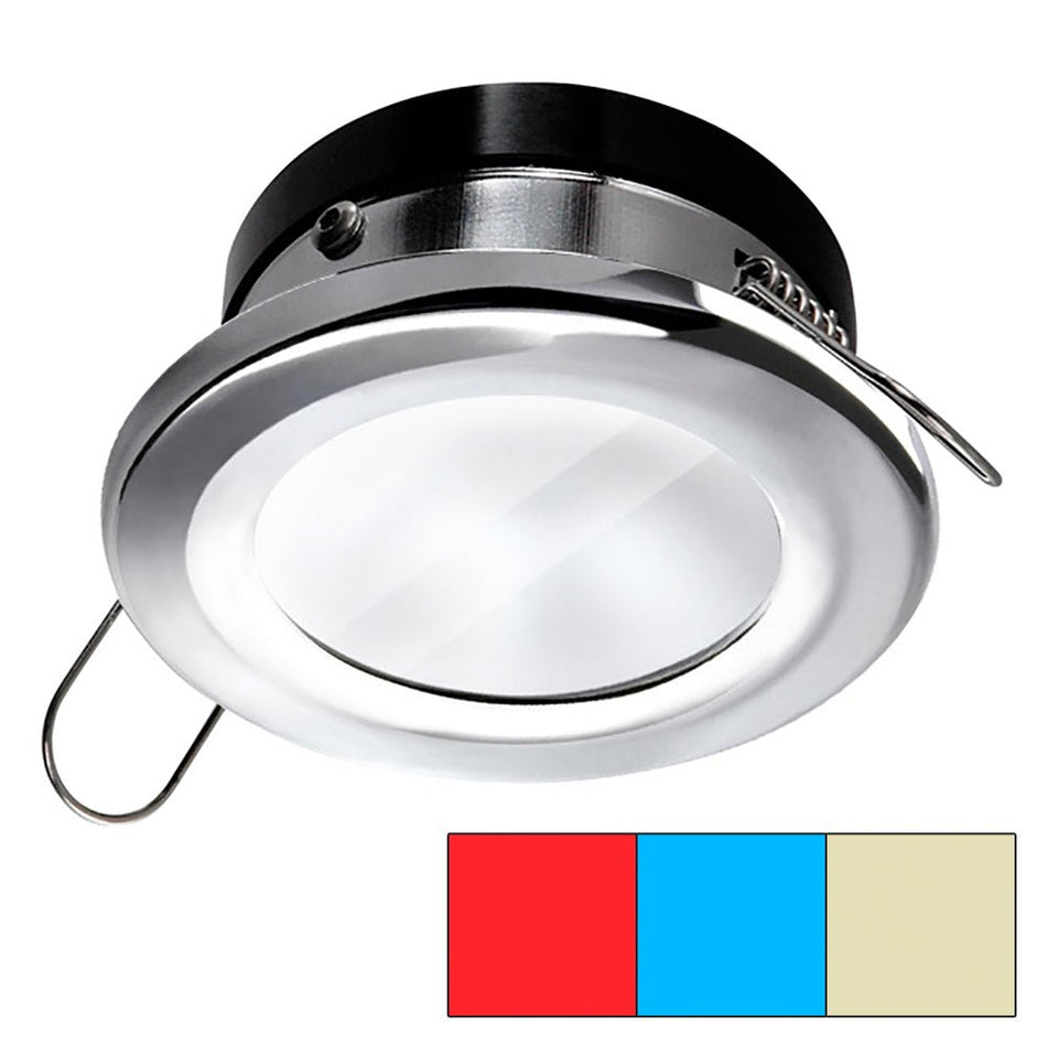 i2Systems Apeiron A1120 Spring Mount Light - Round - Red, Warm White & Blue - Polished Chrome - Get Tight Gear