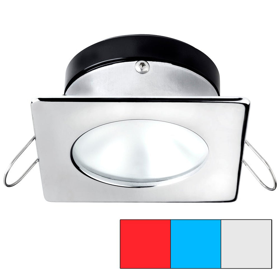 i2Systems Apeiron A1120 Spring Mount Light - Square/Round - Red, Cool White & Blue - Polished Chrome - Get Tight Gear