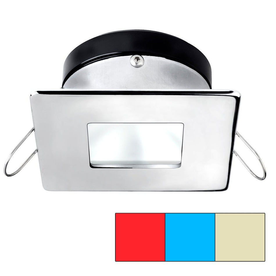 i2Systems Apeiron A1120 Spring Mount Light - Square/Square - Red, Warm White & Blue - Polished Chrome - Get Tight Gear