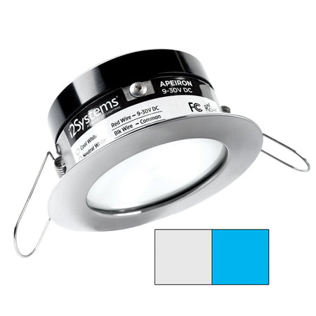i2Systems Apeiron A503 3W Spring Mount Light - Cool White & Blue - Polished Chrome Finish - Get Tight Gear