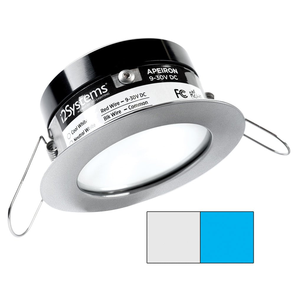 i2Systems Apeiron PRO A503 - 3W Spring Mount Light - Round - Cool White & Blue - Brushed Nickel Finish - Get Tight Gear
