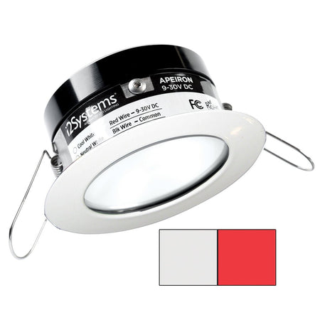 i2Systems Apeiron PRO A503 - 3W Spring Mount Light - Round - Cool White & Red - White Finish - Get Tight Gear
