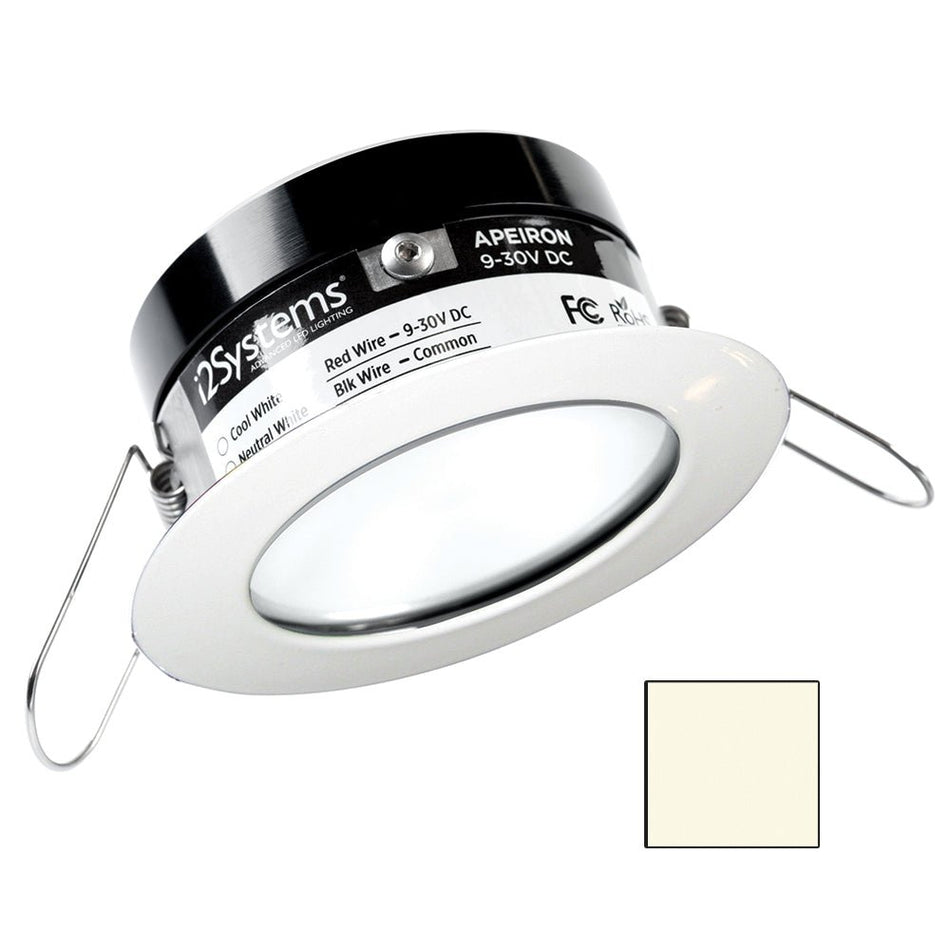 i2Systems Apeiron PRO A503 - 3W Spring Mount Light - Round - Neutral White - White Finish - Get Tight Gear