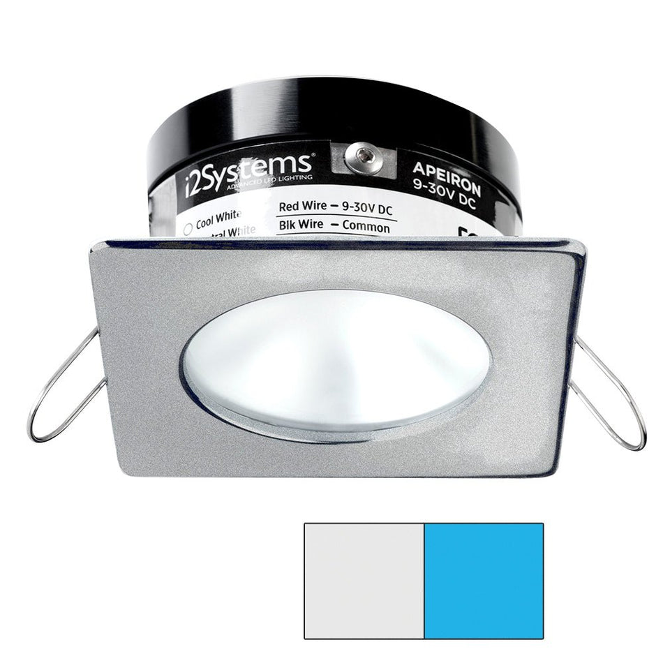 i2Systems Apeiron PRO A503 - 3W Spring Mount Light - Square/Round - Cool White & Blue - Brushed Nickel Finish - Get Tight Gear