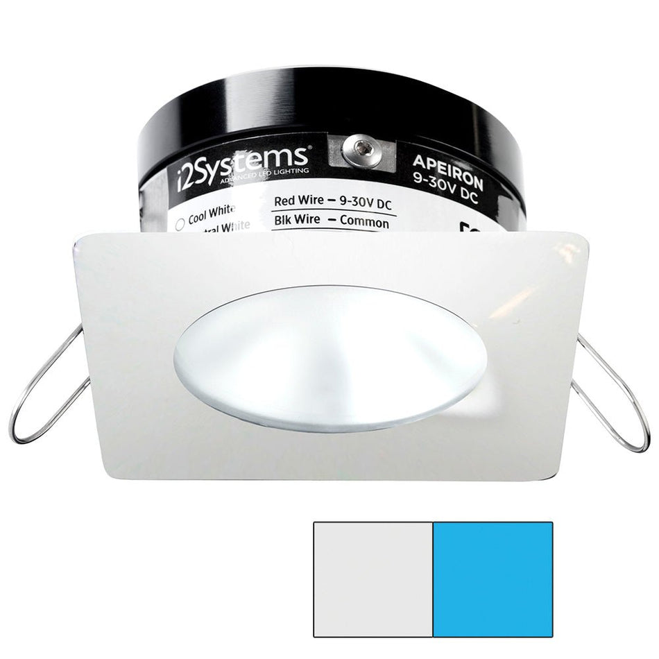 i2Systems Apeiron PRO A503 - 3W Spring Mount Light - Square/Round - Cool White & Blue - White Finish - Get Tight Gear