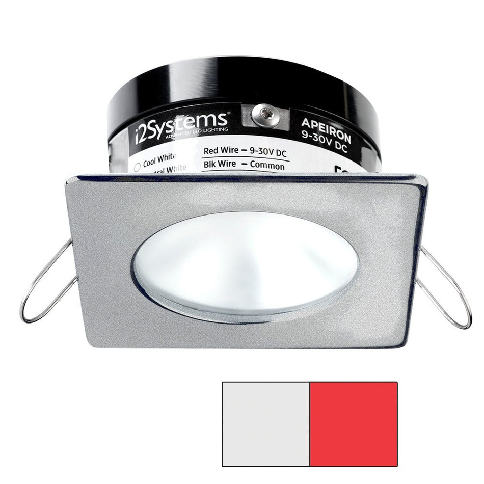 i2Systems Apeiron PRO A503 - 3W Spring Mount Light - Square/Round - Cool White & Red - Brushed Nickel Finish - Get Tight Gear