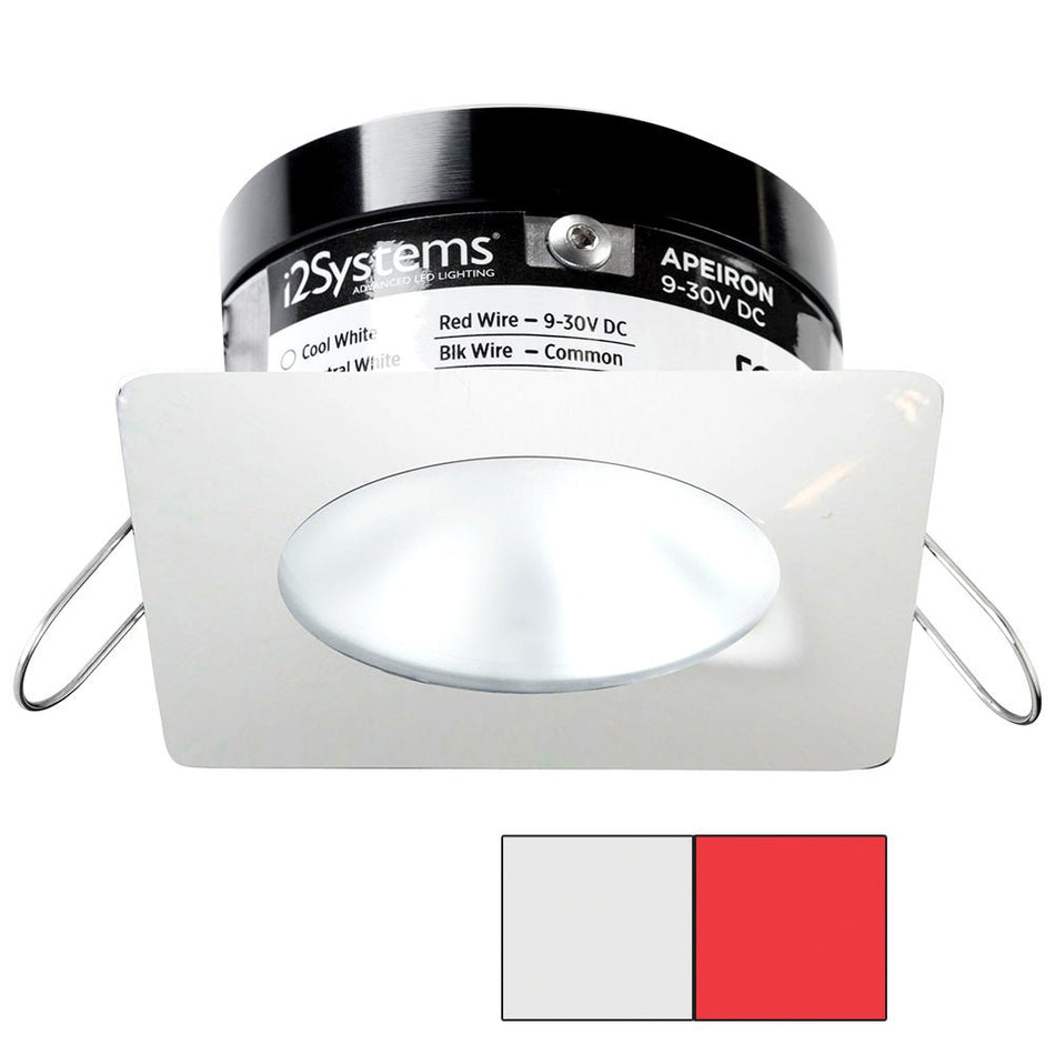 i2Systems Apeiron PRO A503 - 3W Spring Mount Light - Square/Round - Cool White & Red - White Finish - Get Tight Gear