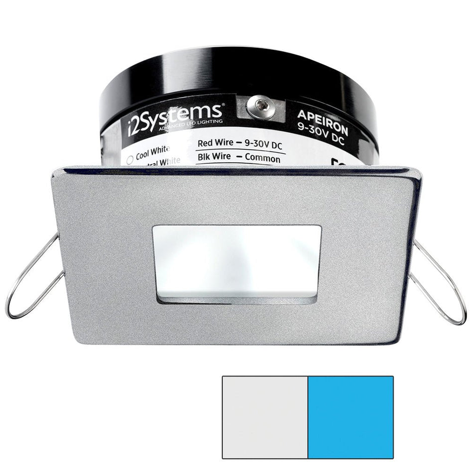 i2Systems Apeiron PRO A503 - 3W Spring Mount Light - Square/Square - Cool White & Blue - Brushed Nickel Finish - Get Tight Gear