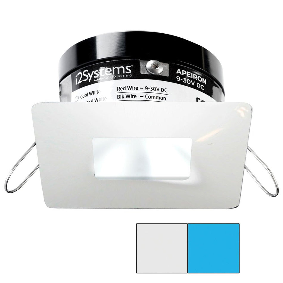 i2Systems Apeiron PRO A503 - 3W Spring Mount Light - Square/Square - Cool White & Blue - White Finish - Get Tight Gear