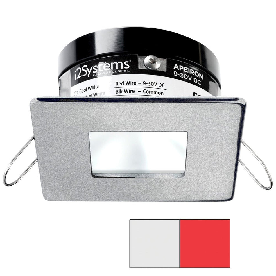 i2Systems Apeiron PRO A503 - 3W Spring Mount Light - Square/Square - Cool White & Red - Brushed Nickel Finish - Get Tight Gear