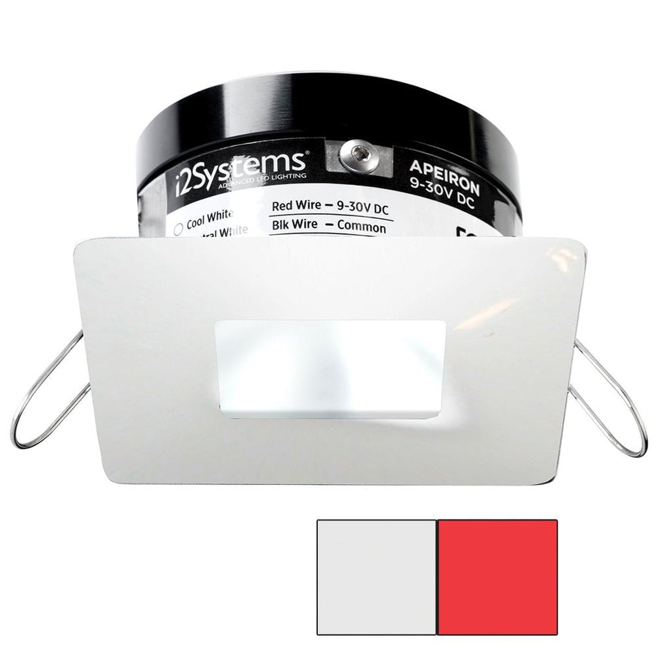 i2Systems Apeiron PRO A503 - 3W Spring Mount Light - Square/Square - Cool White & Red - White Finish - Get Tight Gear