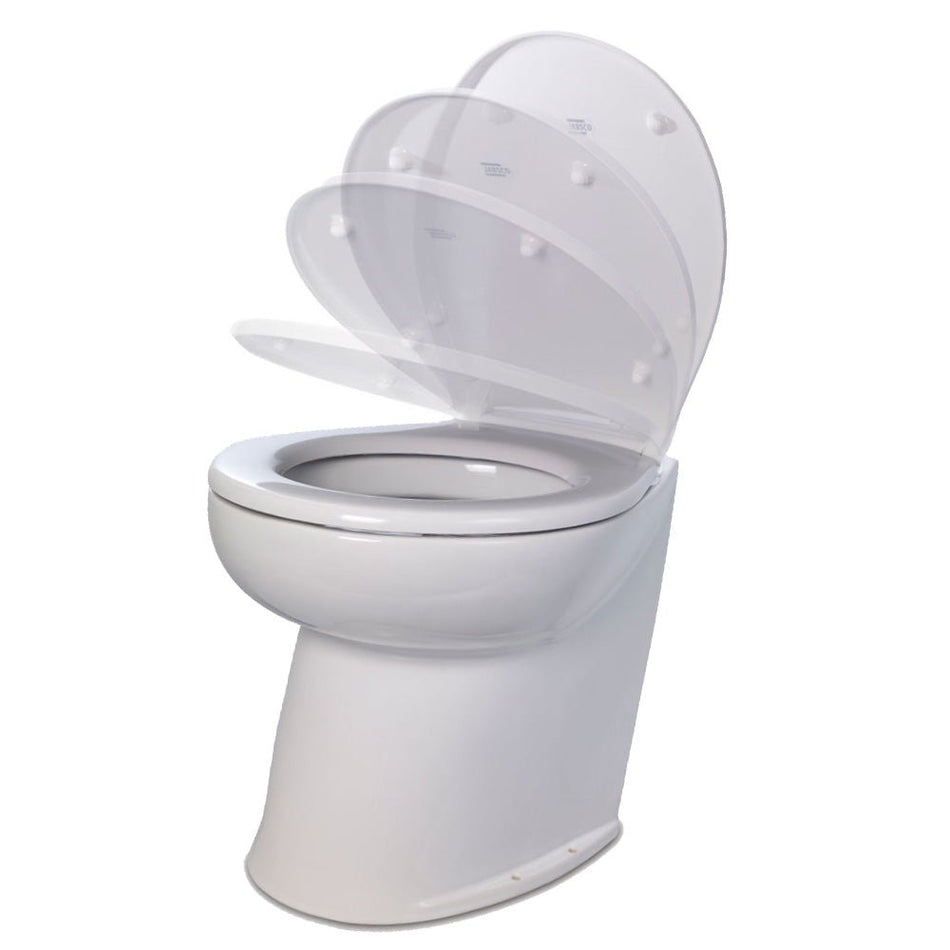 Jabsco Deluxe Flush 14" Angled Back 12V Freshwater Electric Marine Toilet w/Solenoid Valve & Soft Close Lid - Get Tight Gear