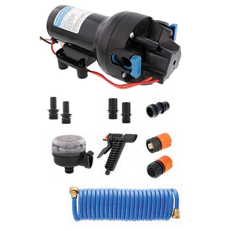 Jabsco HotShot HD5 Heavy Duty Washdown Pump Kit w/25' HoseCoil - 12V - 5GPM - 70PSI - Get Tight Gear