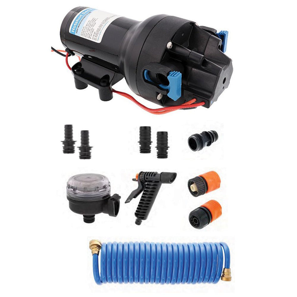 Jabsco HotShot HD5 Heavy Duty Washdown Pump Kit w/25' HoseCoil - 12V - 5GPM - 70PSI - Get Tight Gear