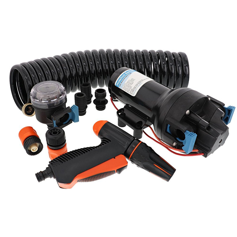 Jabsco HotShot HD6 Heavy Duty Washdown Pump w/25' HoseCoil - 12V - 6 GPM - 70 PSI - Get Tight Gear