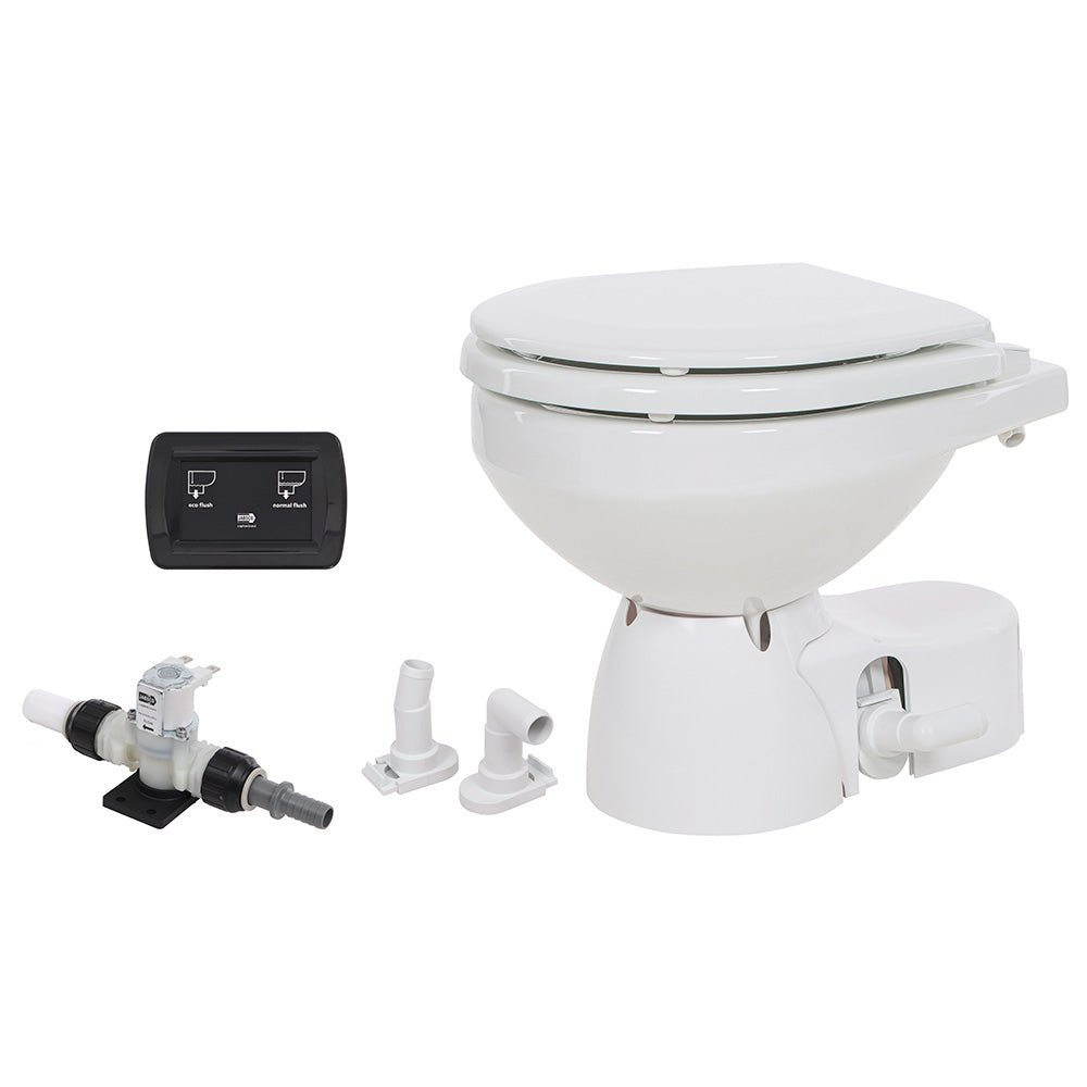 Jabsco Quiet Flush E2 Fresh Water Toilet Compact Bowl - 24V - Soft Close Lid - Get Tight Gear