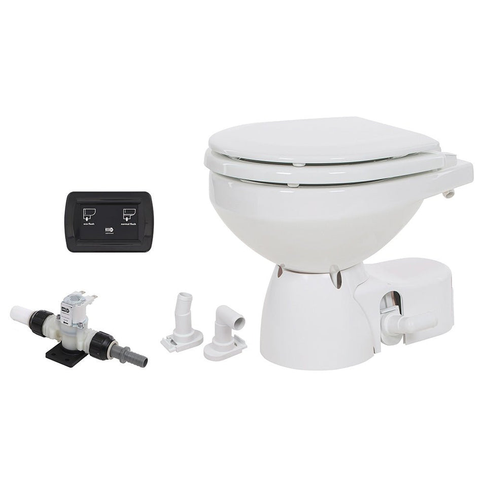 Jabsco Quiet Flush E2 Fresh Water Toilet Compact Bowl - 24V - Soft Close Lid - Get Tight Gear