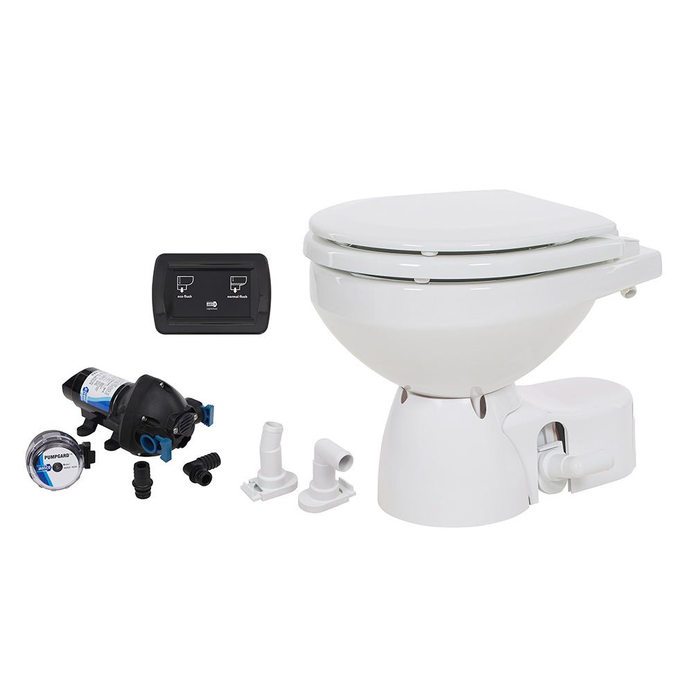 Jabsco Quiet Flush E2 Raw Water Toilet Compact Bowl - 24V - Soft Close Lid - Get Tight Gear