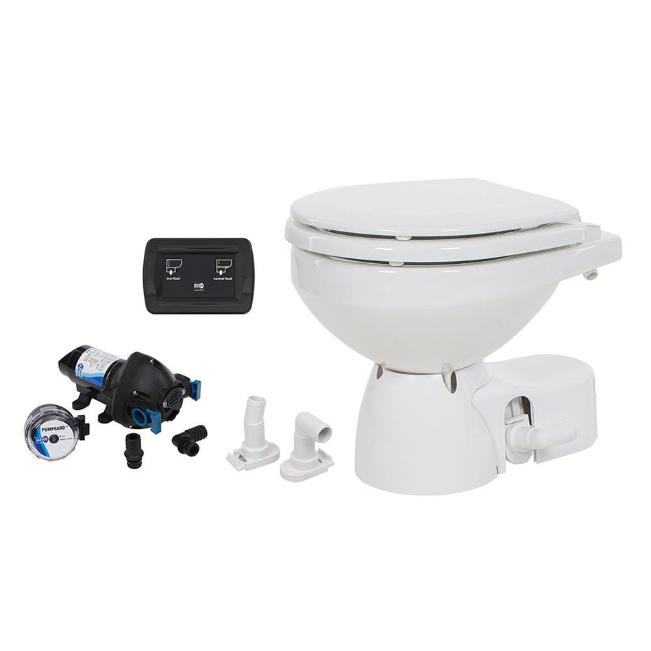 Jabsco Quiet Flush E2 Raw Water Toilet Compact Bowl - 24V - Soft Close Lid - Get Tight Gear