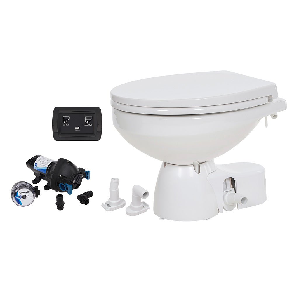 Jabsco Quiet Flush E2 Raw Water Toilet Regular Bowl - 24V Soft Close Lid - Get Tight Gear