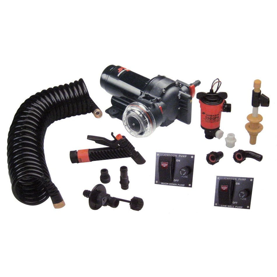 Johnson Pump Aqua Jet 5.2 GPH Wash Down/550 Live Well Kit - Get Tight Gear