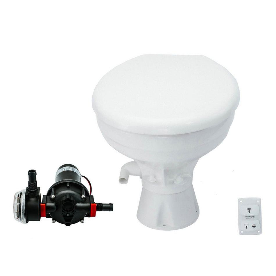 Johnson Pump AquaT Toilet Silent Electric Comfort - 12V w/Pump - Get Tight Gear