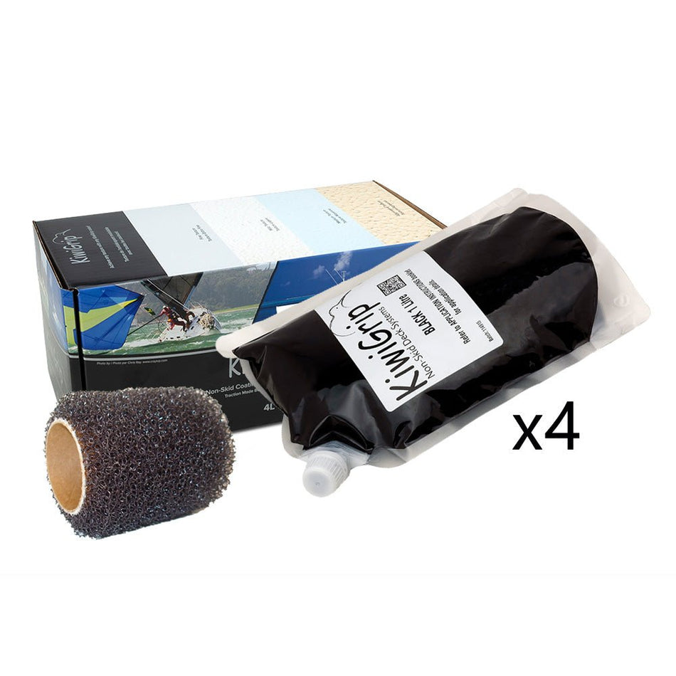 KiwiGrip 4 - 1 Liter Pouches - Black with 4" Roller - Get Tight Gear