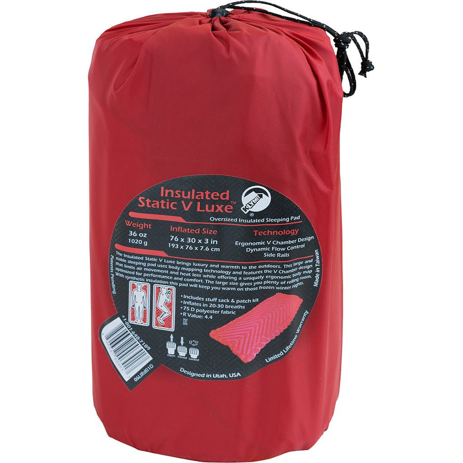 Klymit Insulated Static V Luxe Sleeping Pad Red - Get Tight Gear