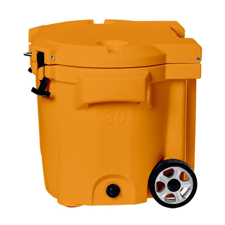 LAKA Coolers 30 Qt Cooler w/Telescoping Handle & Wheels - Orange - Get Tight Gear