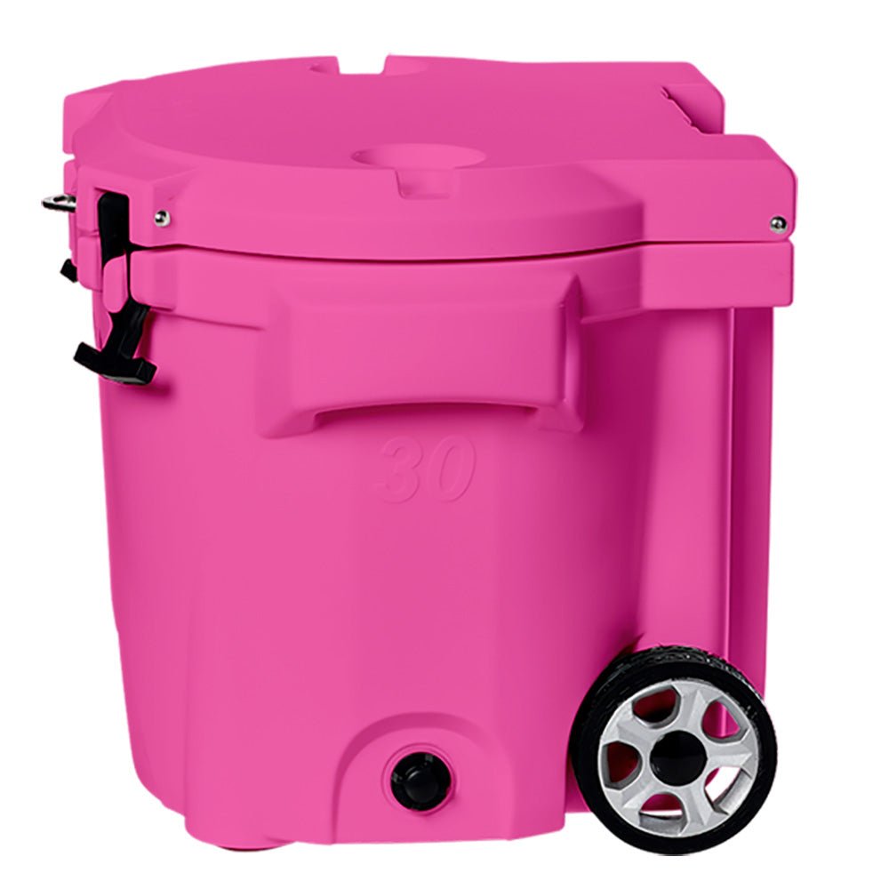LAKA Coolers 30 Qt Cooler w/Telescoping Handle & Wheels - Pink - Get Tight Gear