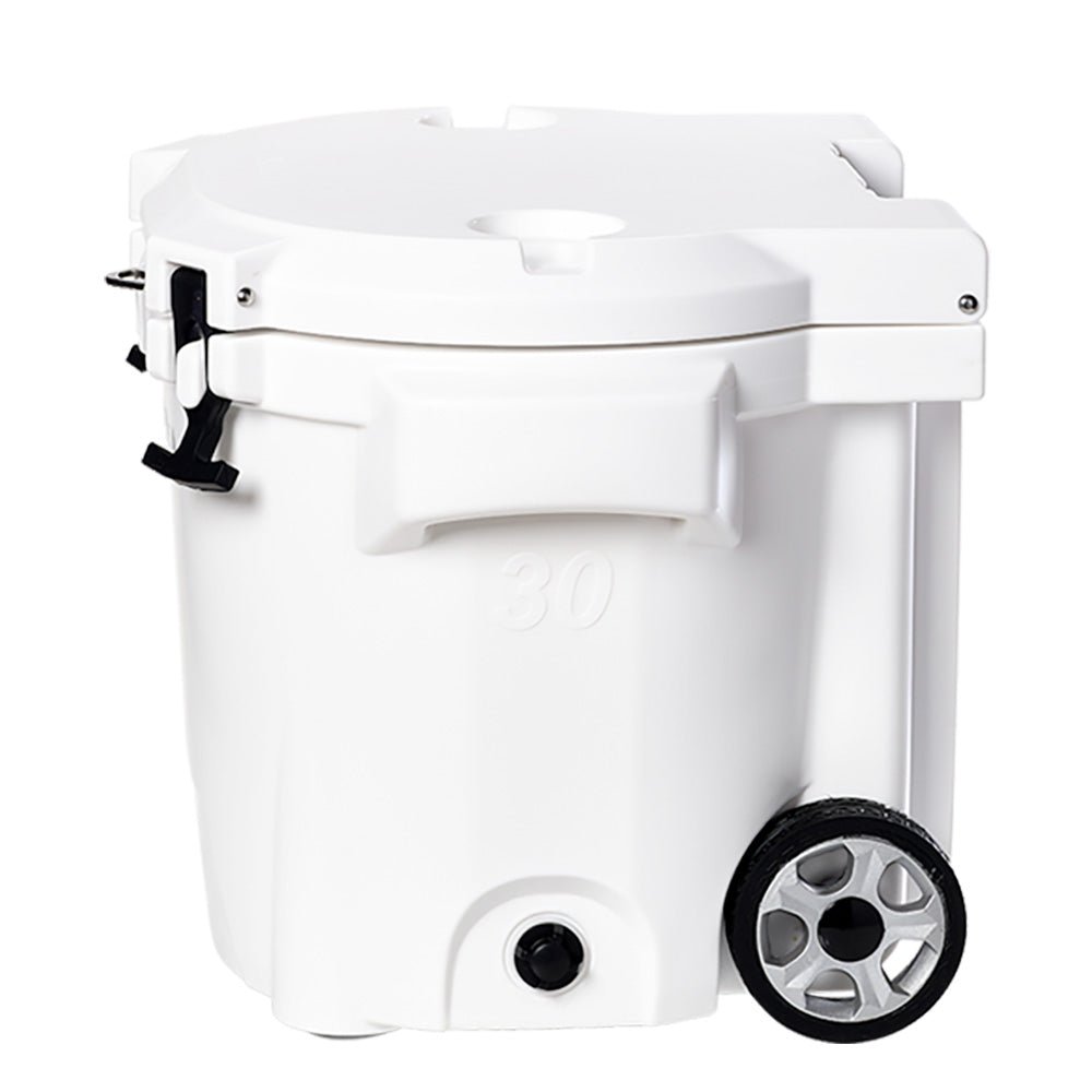 LAKA Coolers 30 Qt Cooler w/Telescoping Handle & Wheels - White - Get Tight Gear