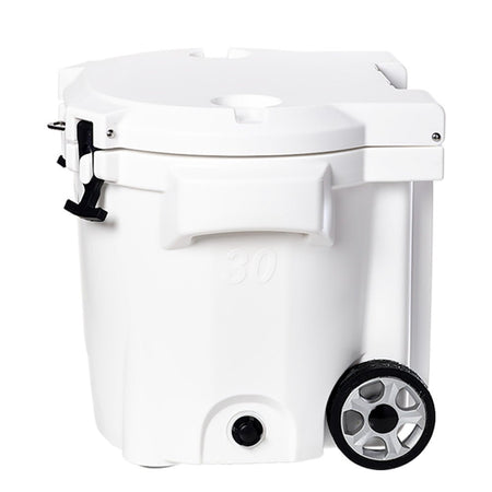 LAKA Coolers 30 Qt Cooler w/Telescoping Handle & Wheels - White - Get Tight Gear