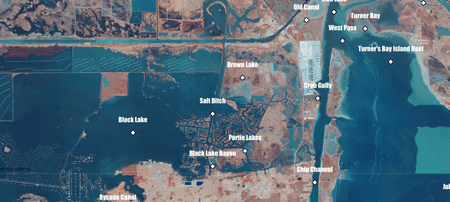 Laminated Calcasieu Lake (Big Lake) Fishing Map 13 inch by 19 inch - Get Tight Gear