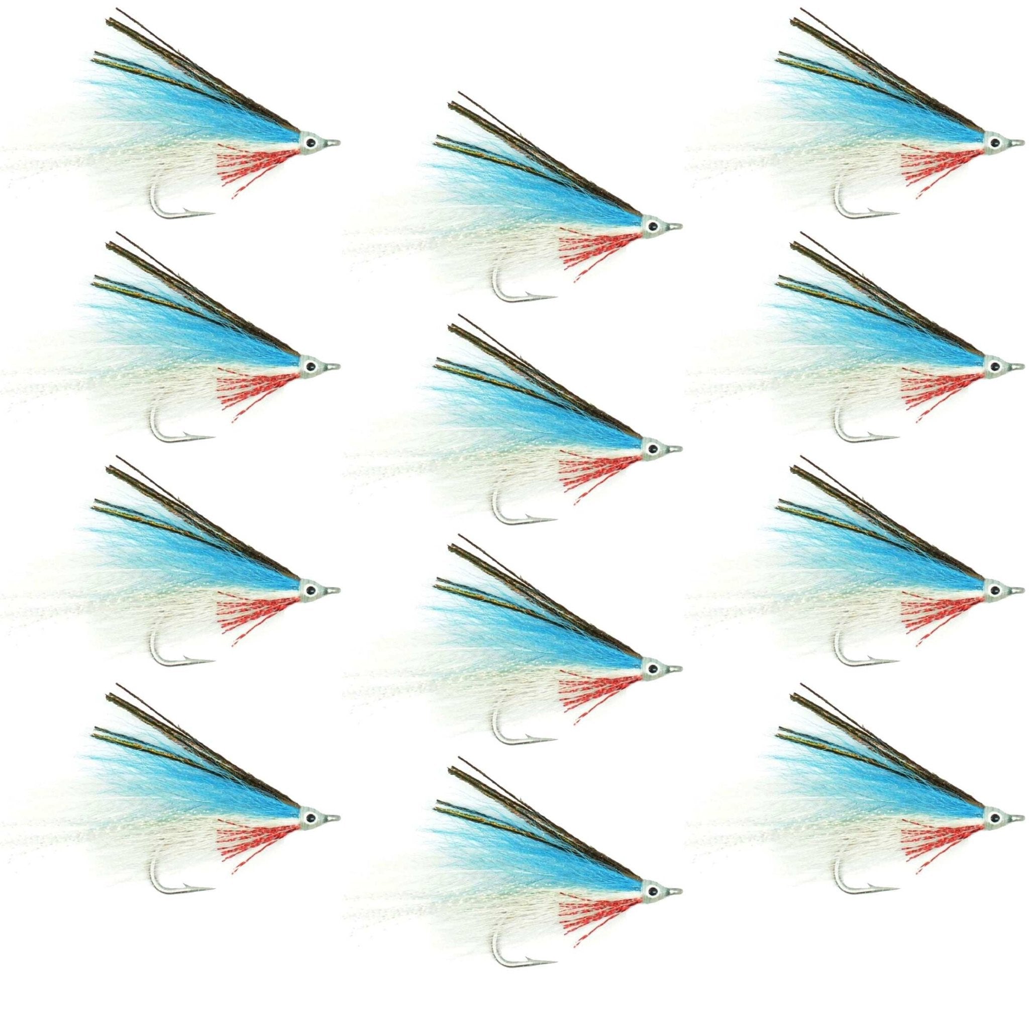 Lefty's Deceiver Saltwater Streamer Fly - Blue/White - 1 Dozen Hook Size 1/0 - Get Tight Gear