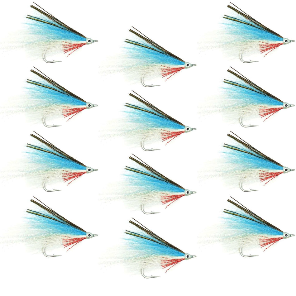 Lefty's Deceiver Saltwater Streamer Fly - Blue/White - 1 Dozen Hook Size 1/0 - Get Tight Gear
