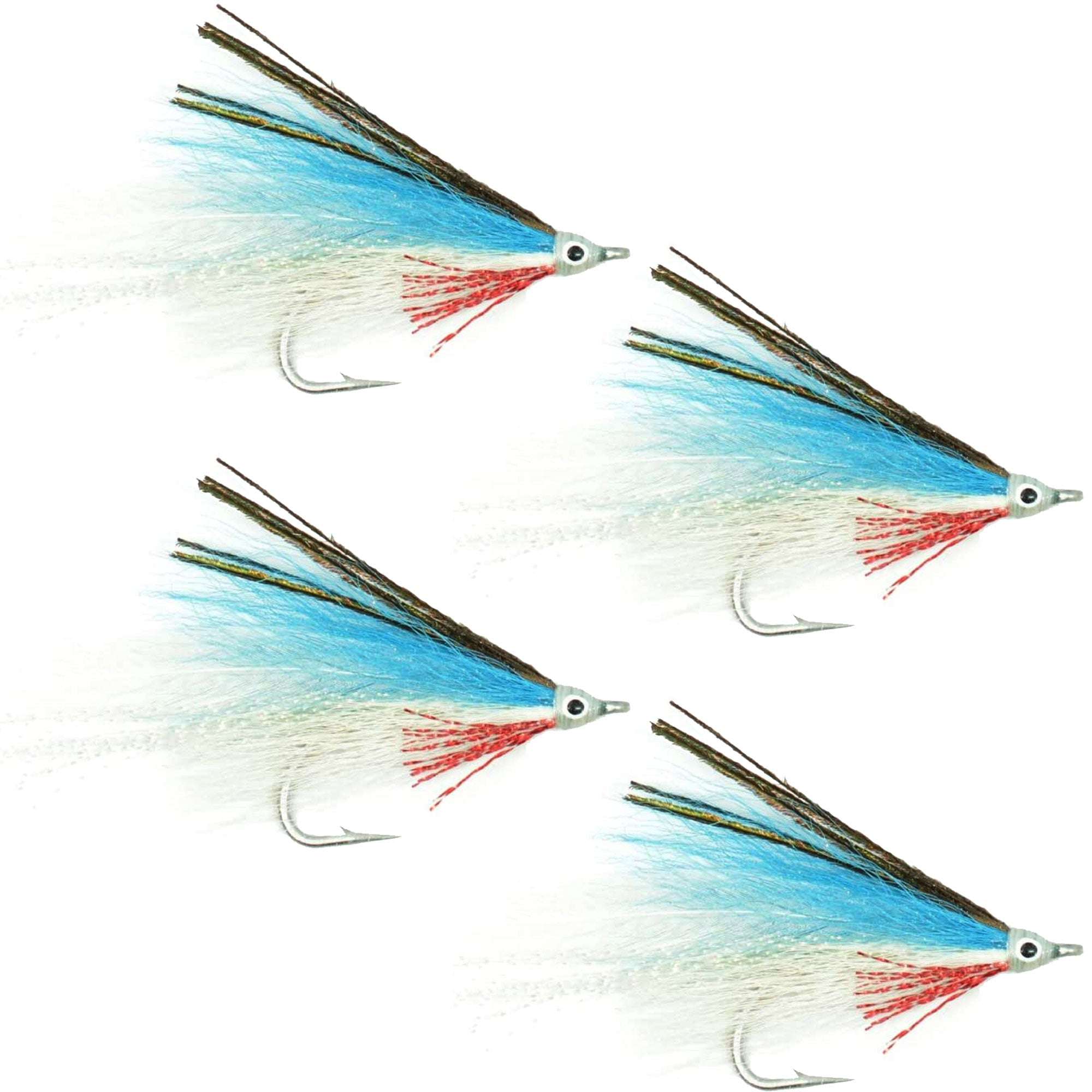 Lefty's Deceiver Saltwater Streamer Fly - Blue/White - 4 Flies Hook Size 1/0 - Get Tight Gear