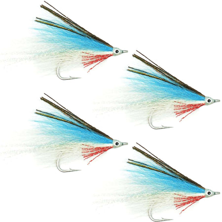 Lefty's Deceiver Saltwater Streamer Fly - Blue/White - 4 Flies Hook Size 1/0 - Get Tight Gear