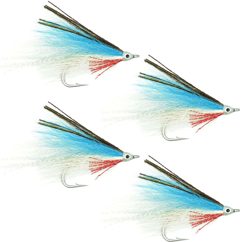 Lefty's Deceiver Saltwater Streamer Fly - Blue/White - 4 Flies Hook Size 1/0 - Get Tight Gear