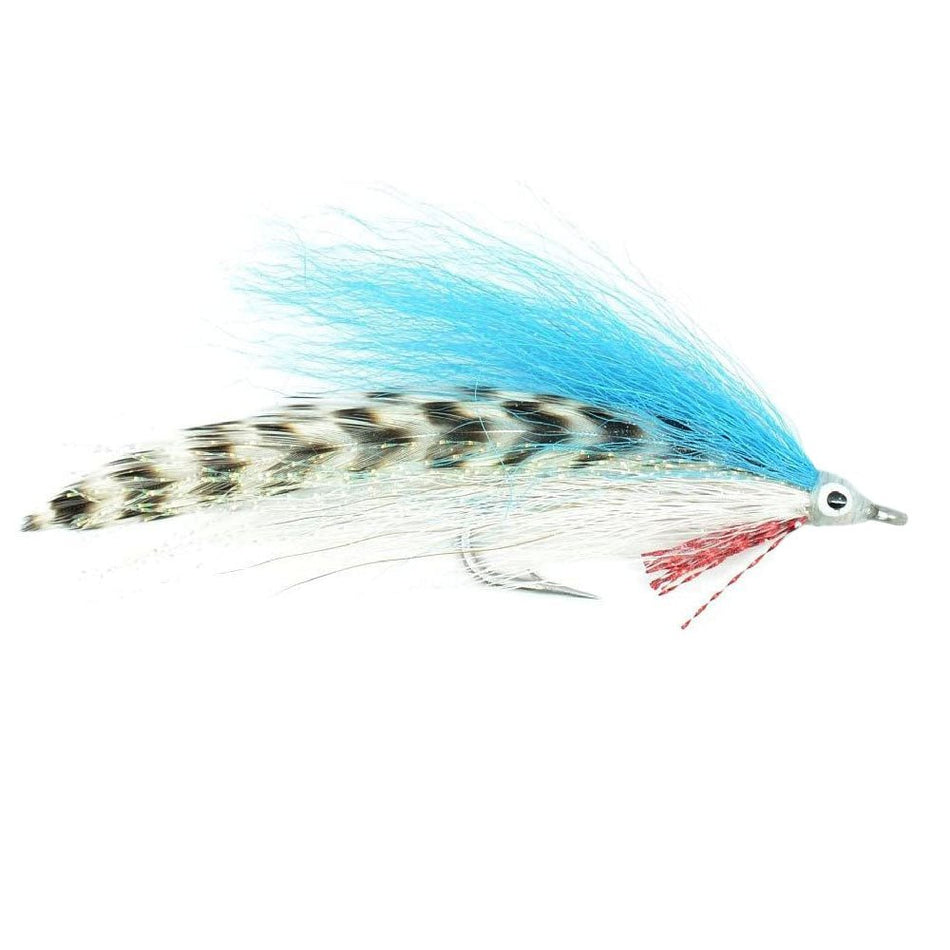 Lefty's Deceiver Saltwater Streamer Fly - Blue/White/Grizzly - 4 Flies Hook Size 1/0 - Get Tight Gear