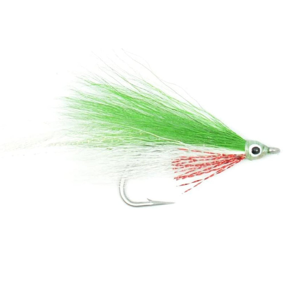 Lefty's Deceiver Saltwater Streamer Fly - Green/White - 4 Flies Hook Size 1/0 - Get Tight Gear