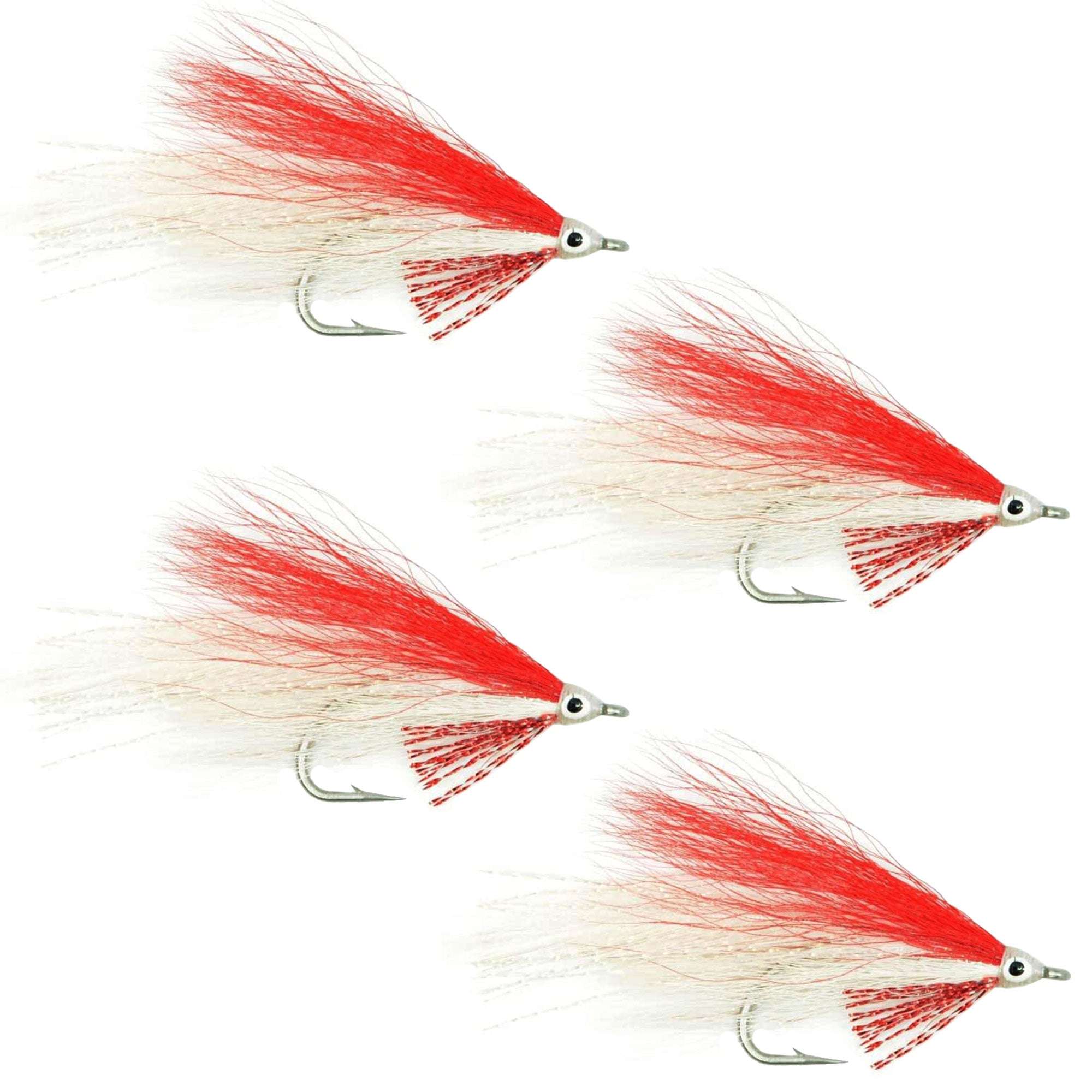 Lefty's Deceiver Saltwater Streamer Fly - Red/White - 4 Flies Hook Size 1/0 - Get Tight Gear