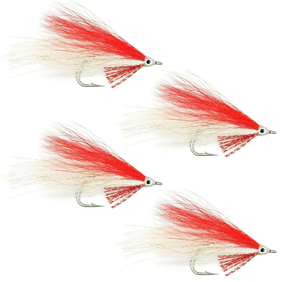 Lefty's Deceiver Saltwater Streamer Fly - Red/White - 4 Flies Hook Size 1/0 - Get Tight Gear