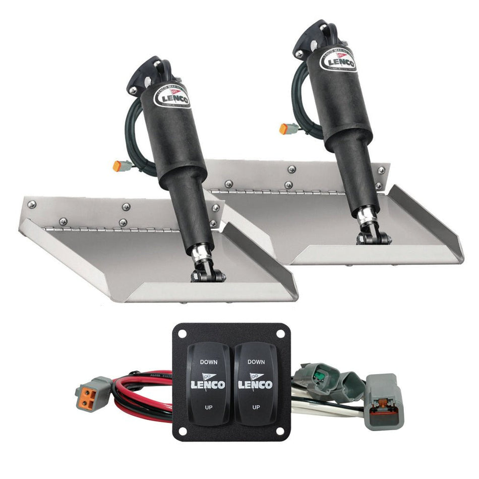 Lenco 12" x 12" Edge Mount Trim Tab Kit w/Double Rocker Switch Kit - Get Tight Gear