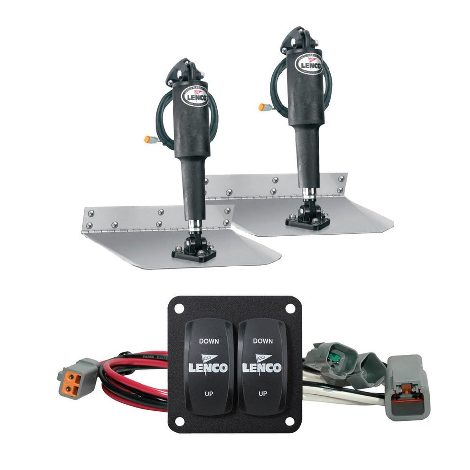 Lenco 12" x 12" Standard Trim Tab Kit w/Double Rocker Switch Kit - Get Tight Gear