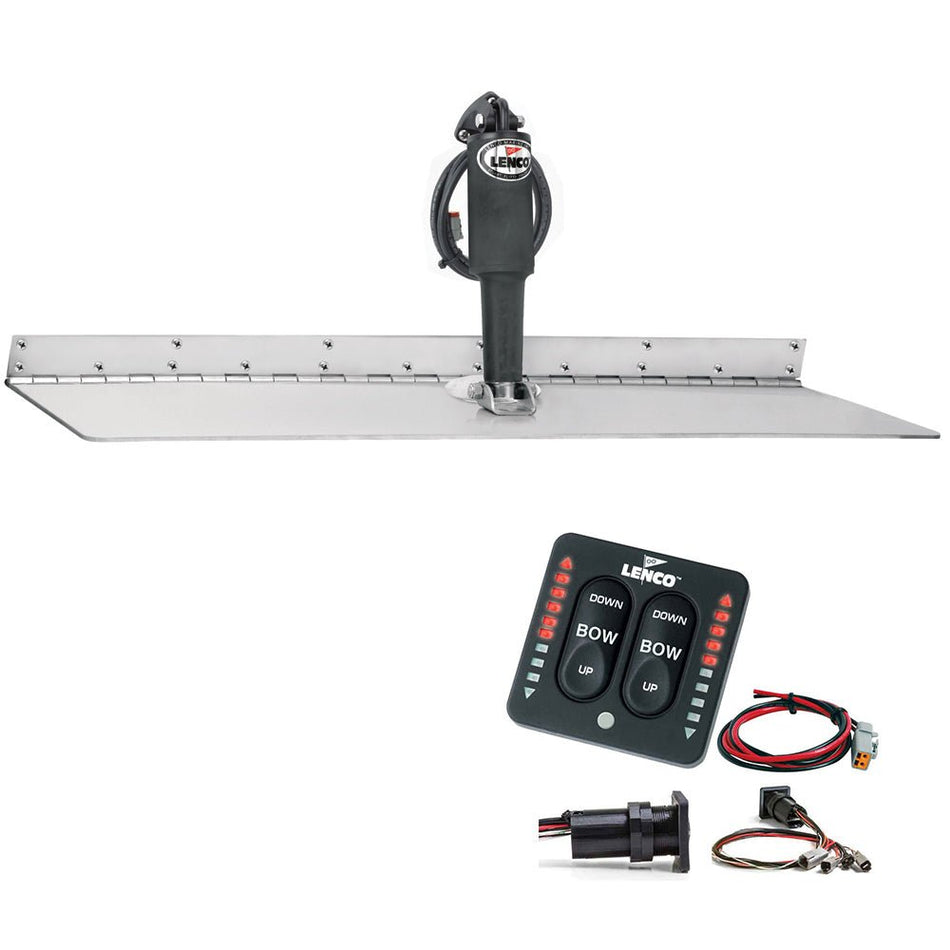 Lenco 12" x 24" Super Strong Trim Tab Kit w/LED Indicator Switch Kit 12V - Get Tight Gear