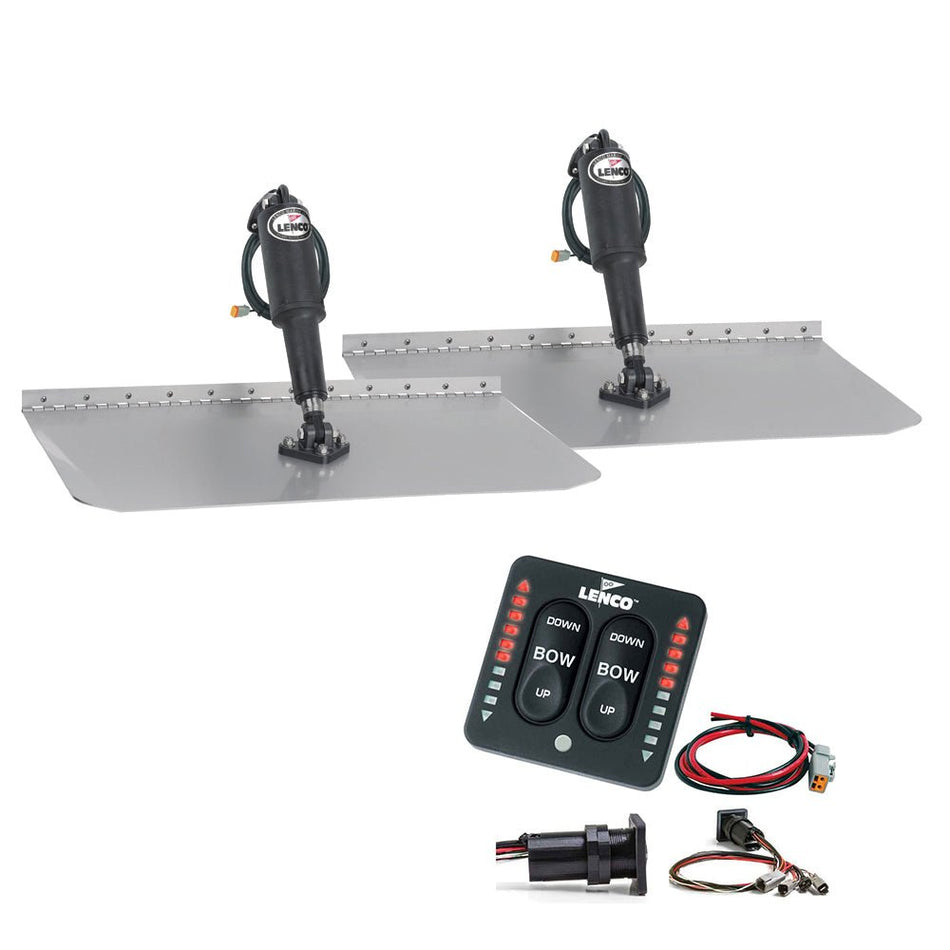 Lenco 12" x 30" Standard Trim Tab Kit w/LED Indicator Switch Kit 12V - Get Tight Gear